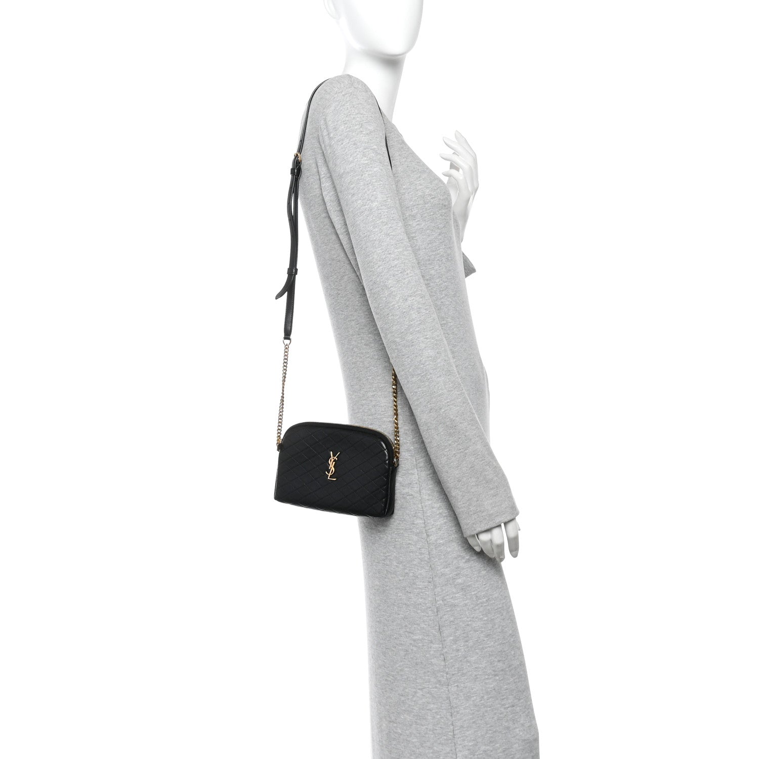 Lambskin Quilted Gaby Zipped Pouch Black