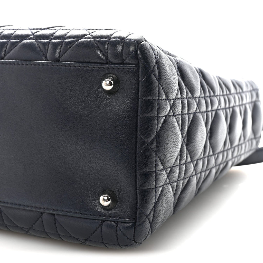 Lambskin Cannage Large Lady Dior Navy Blue