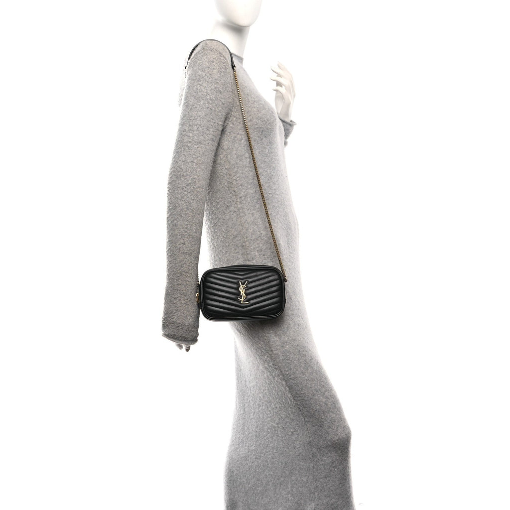 Calfskin Matelasse Monogram Mini Lou Camera Bag Black