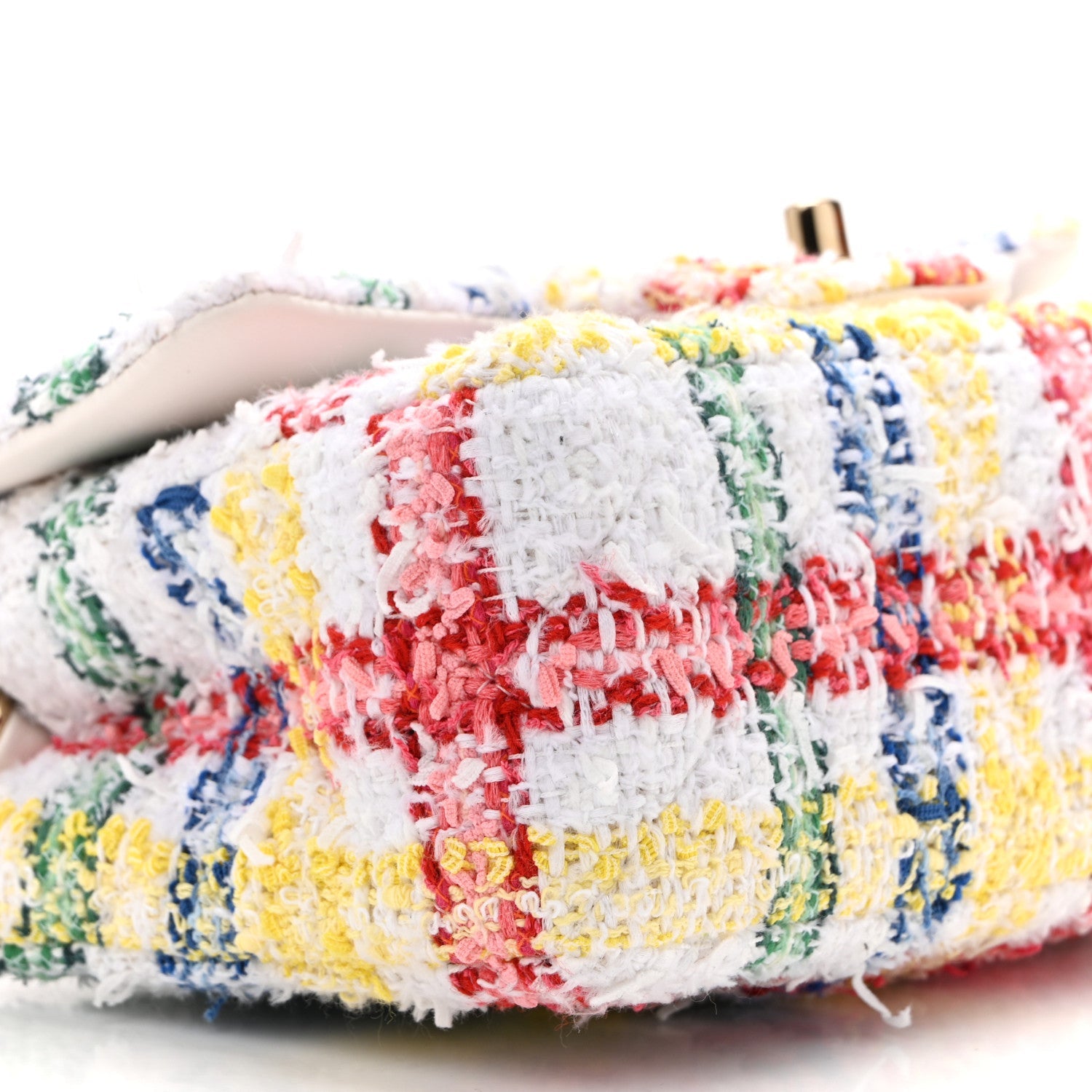 Tweed Quilted Mini Rectangular Flap White Red Yellow Blue Green