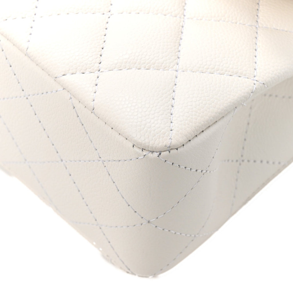 Caviar Quilted Small Double Flap White