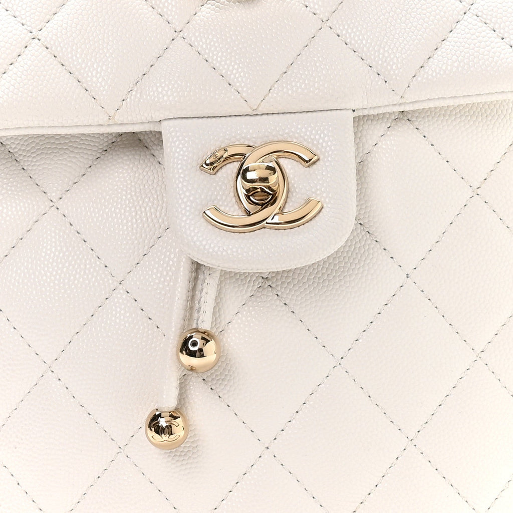 Caviar Quilted Mini Urban Spirit Backpack White