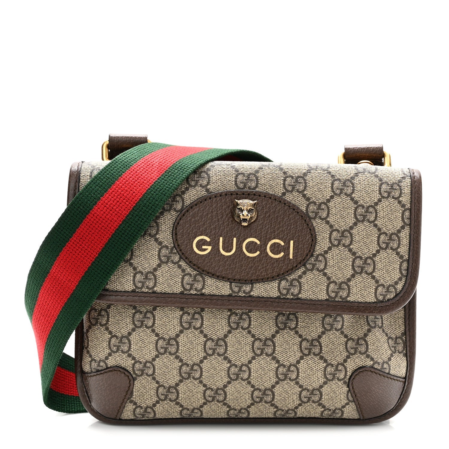 GG Supreme Monogram Web Small Neo Vintage Double Flap Messenger Bag Beige New Acero
