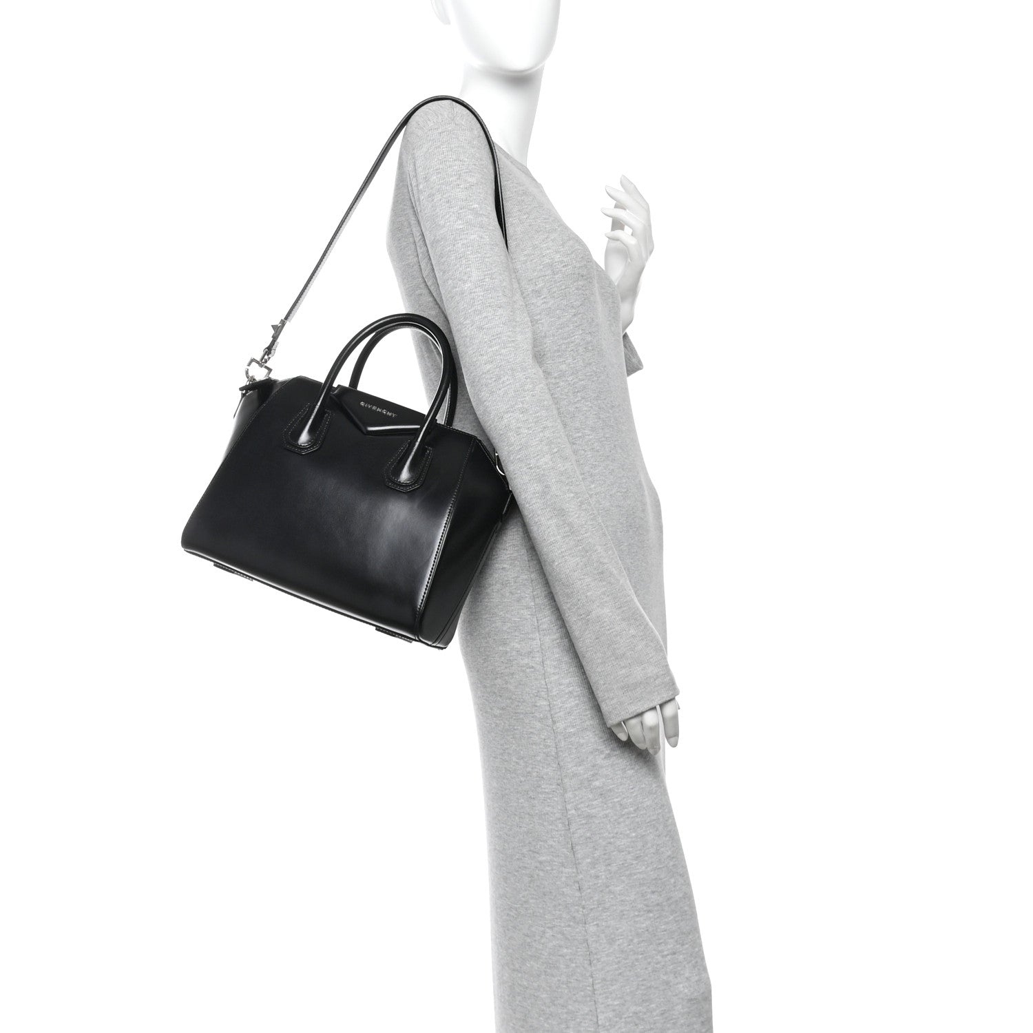 Shiny Lord Calfskin Small Antigona Black