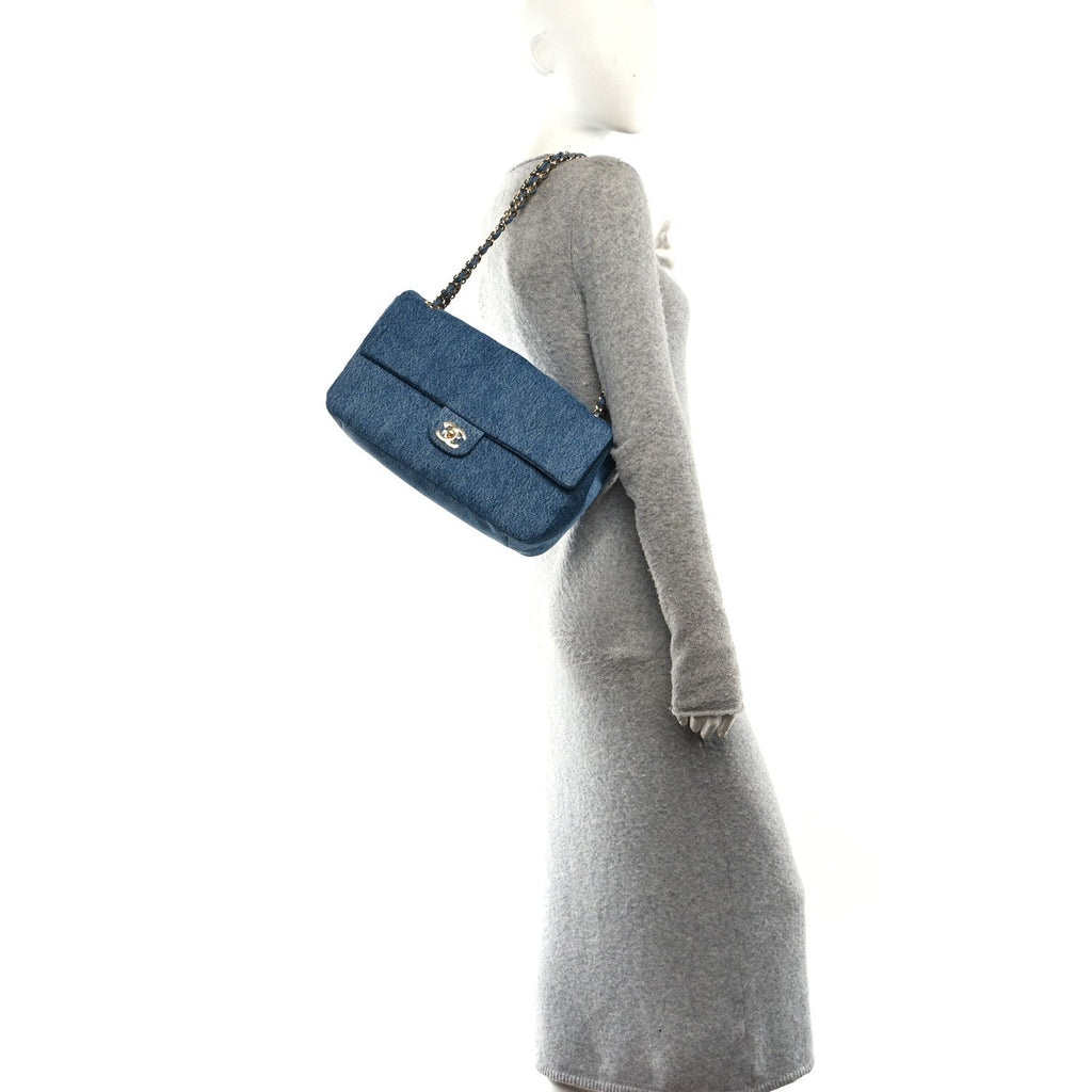 Denim Small Souplissimo Maxi Flap Blue