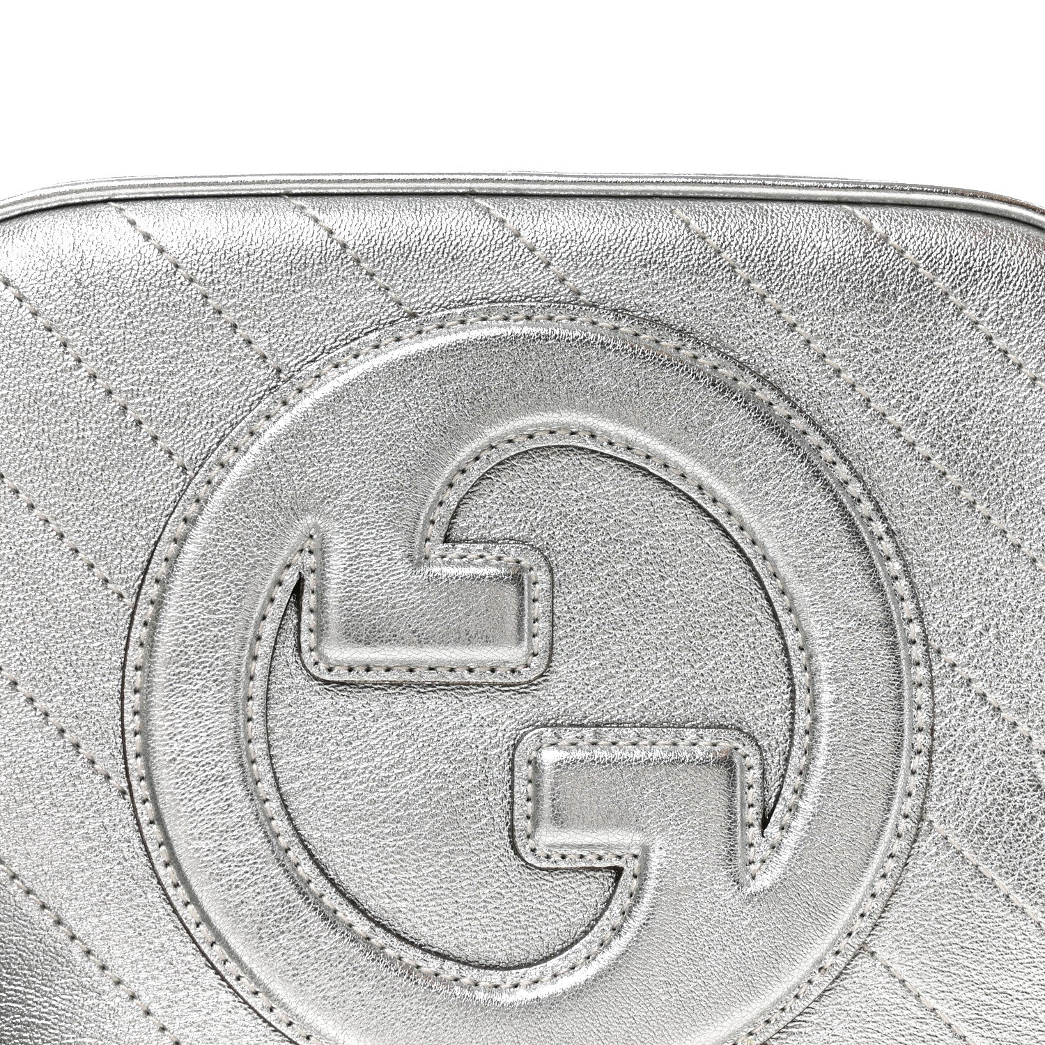 Metallic Sakai Be Green Calfskin Diagonal Stitched Small Blondie Shoulder Bag Silver