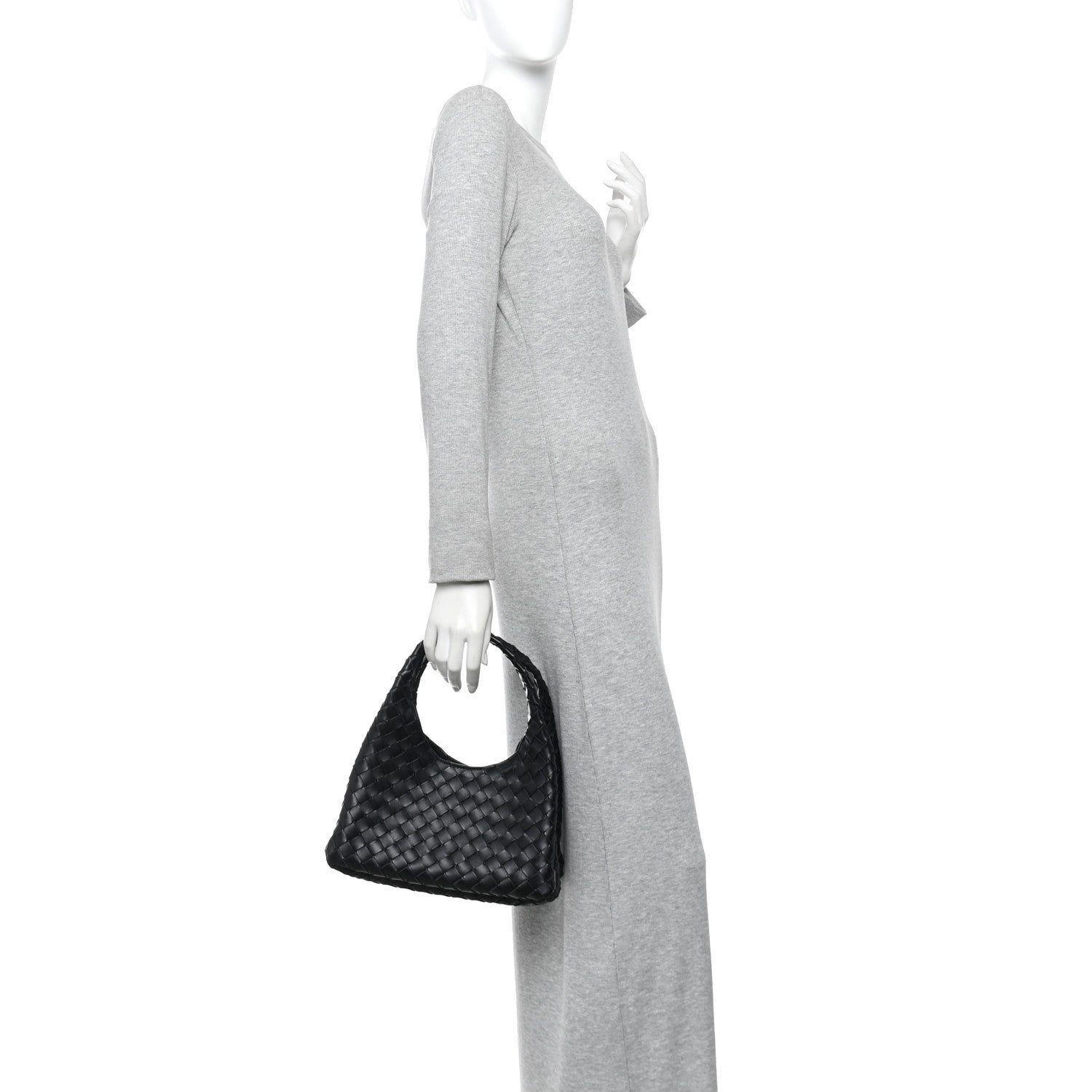 Nappa Intrecciato Small Campana Shoulder Bag Black