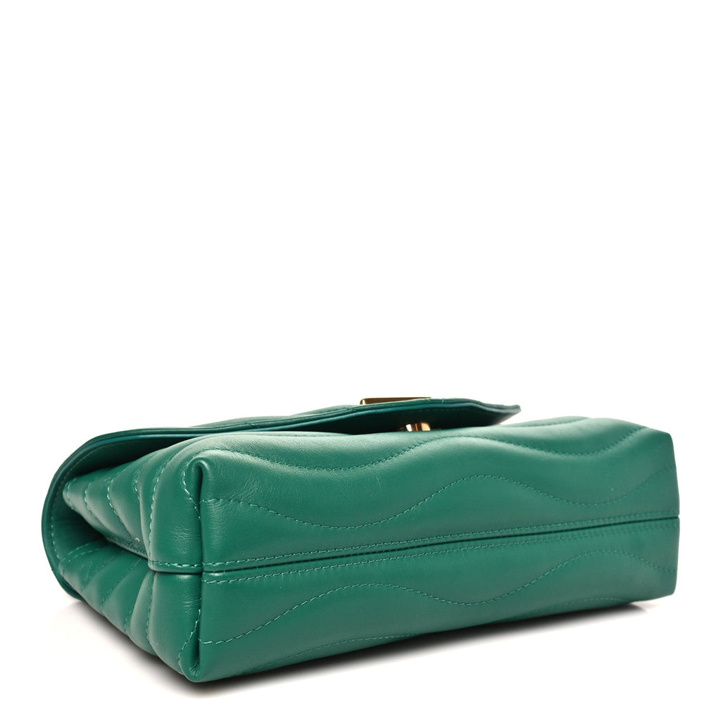 Calfskin New Wave Chain Bag MM NM Emerald