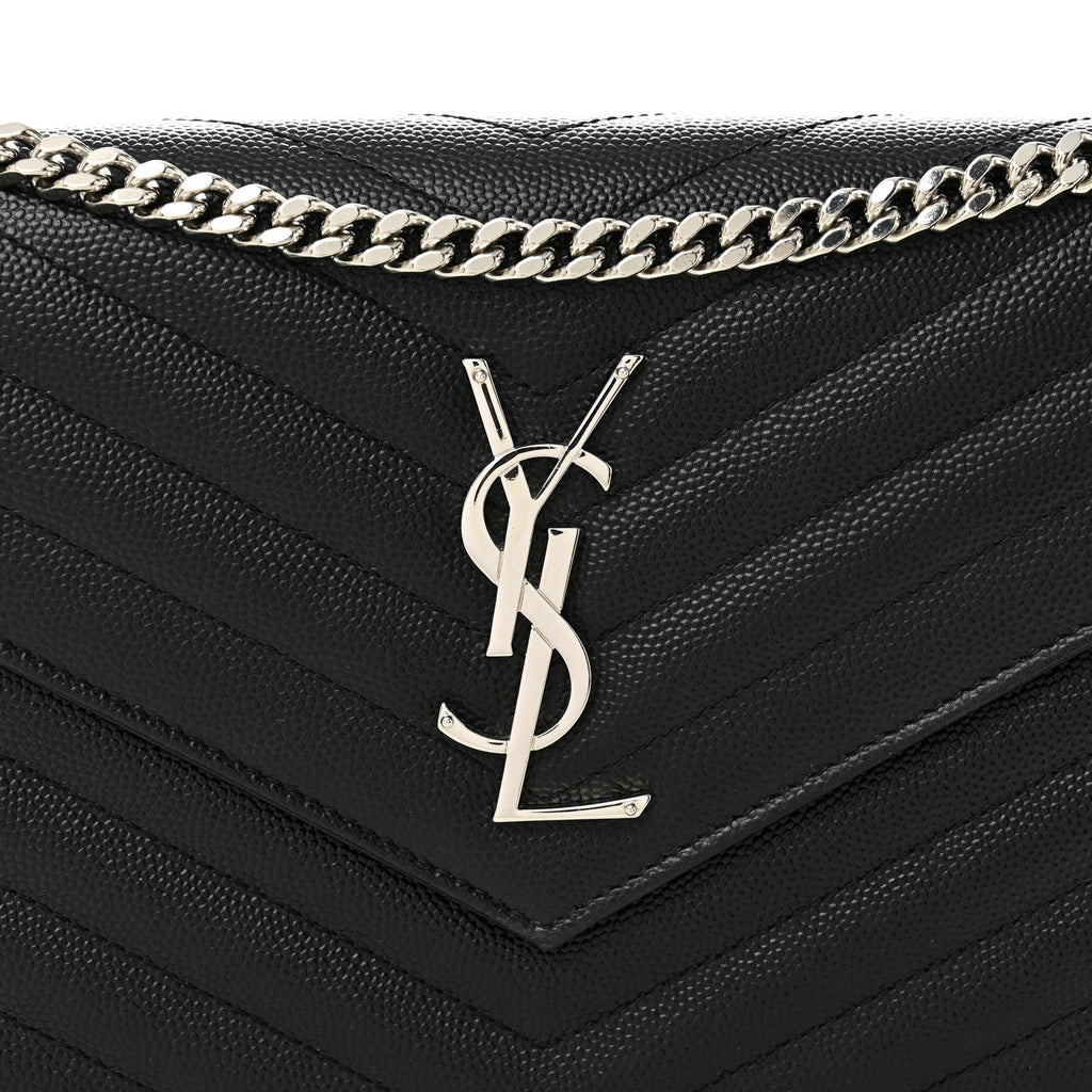 Grain De Poudre Matelasse Chevron Monogram Chain Wallet Black