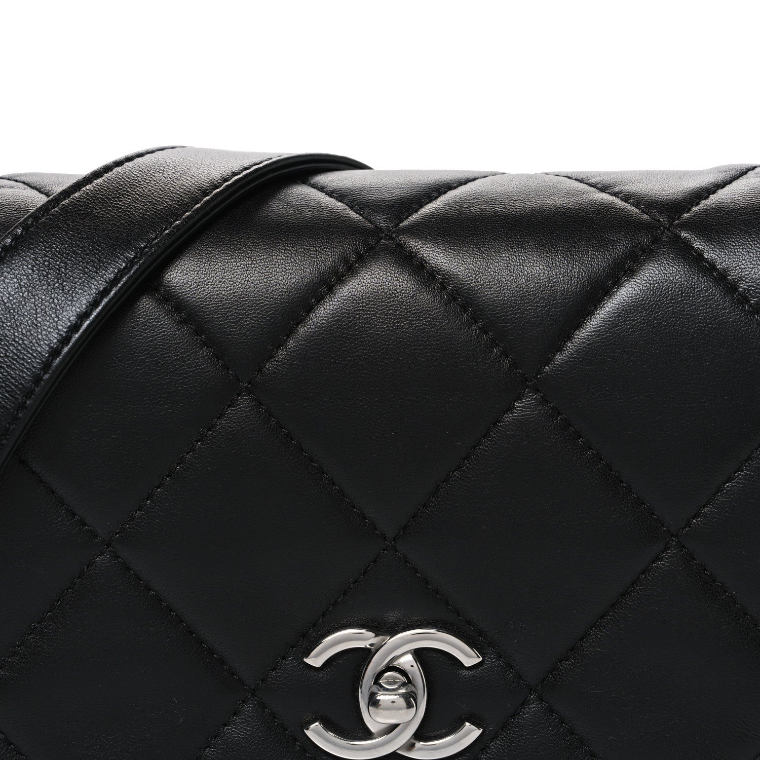 Lambskin Quilted Mini Chain Rows Flap Black