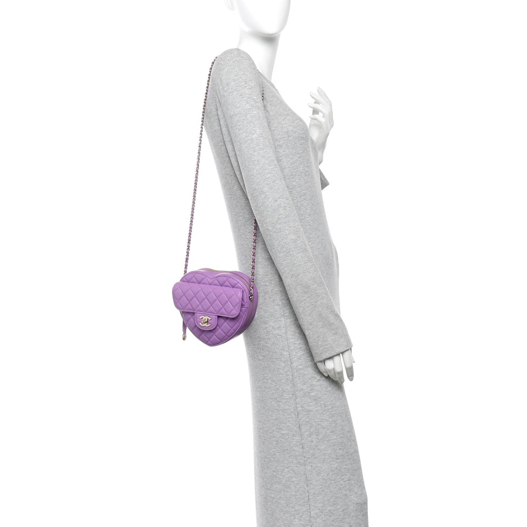 Lambskin Quilted CC In Love Heart Bag Purple