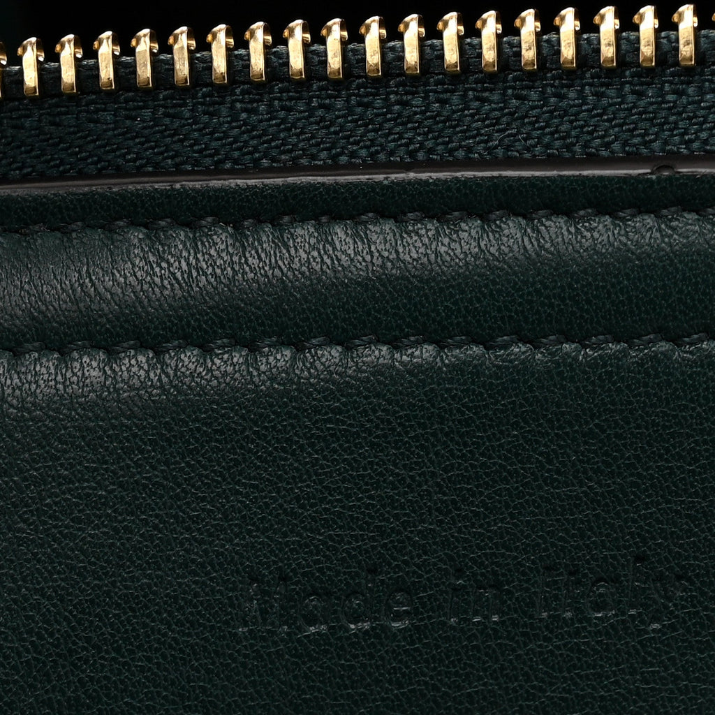 Smooth Calfskin Medium Tri-Fold Bag Bottle Green