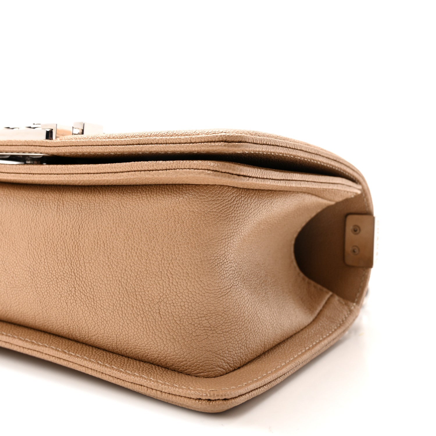 Caviar Quilted Small Boy Flap Beige