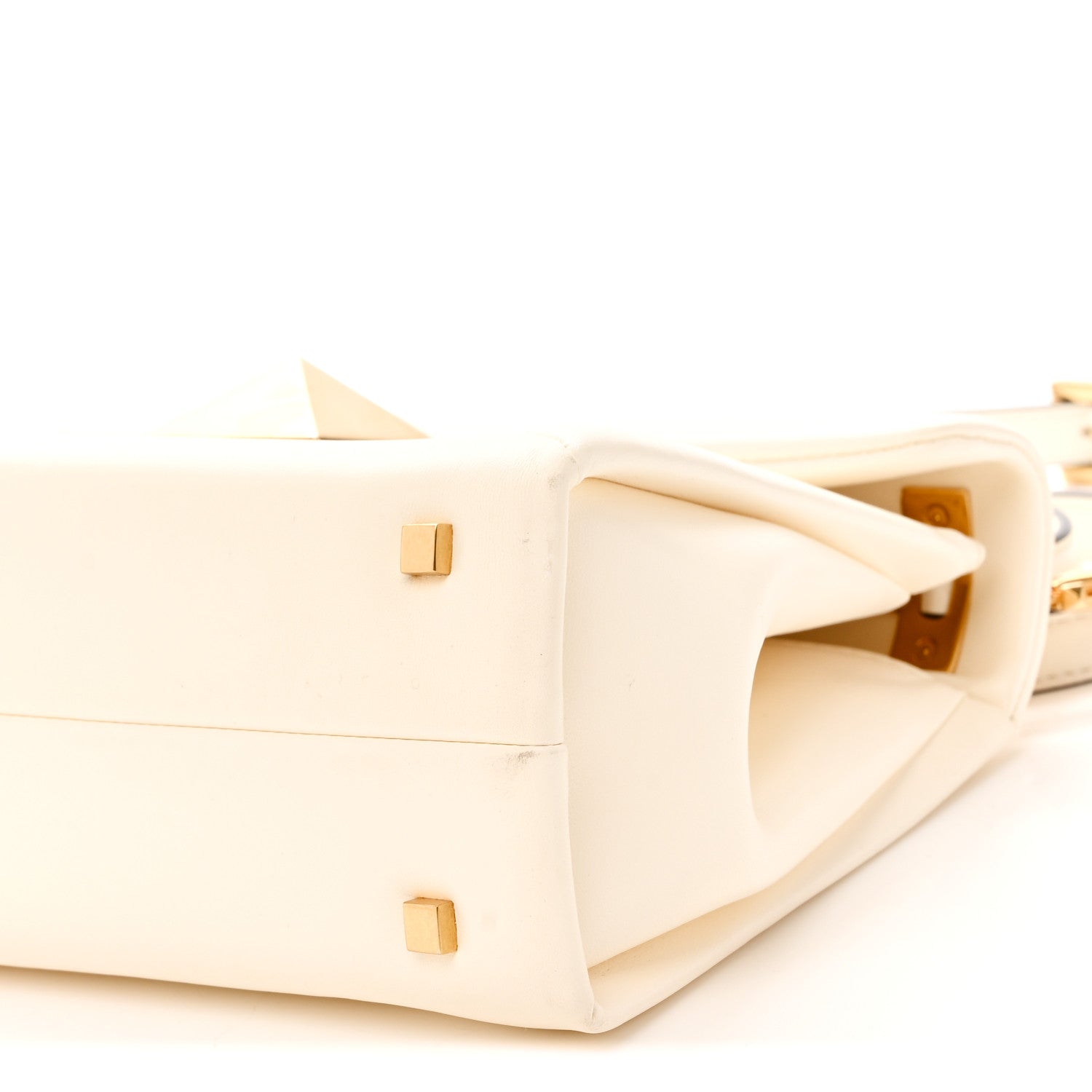 Nappa Small One Stud Top Handle Bag Ivory