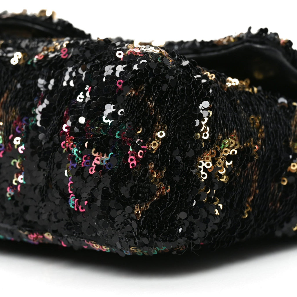 Sequin CC Small Single Flap Black Multicolor