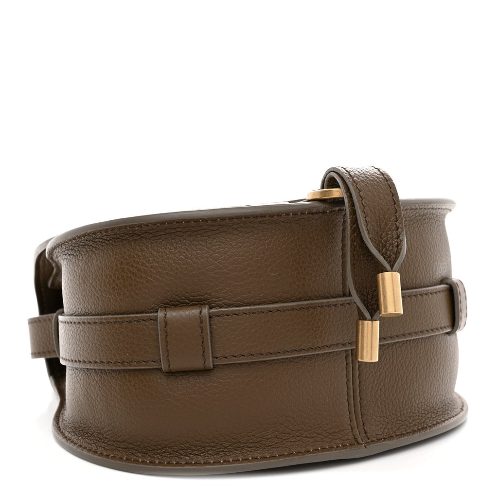 Grained Calfskin Small Marcie Saddle Bag Dark Khaki