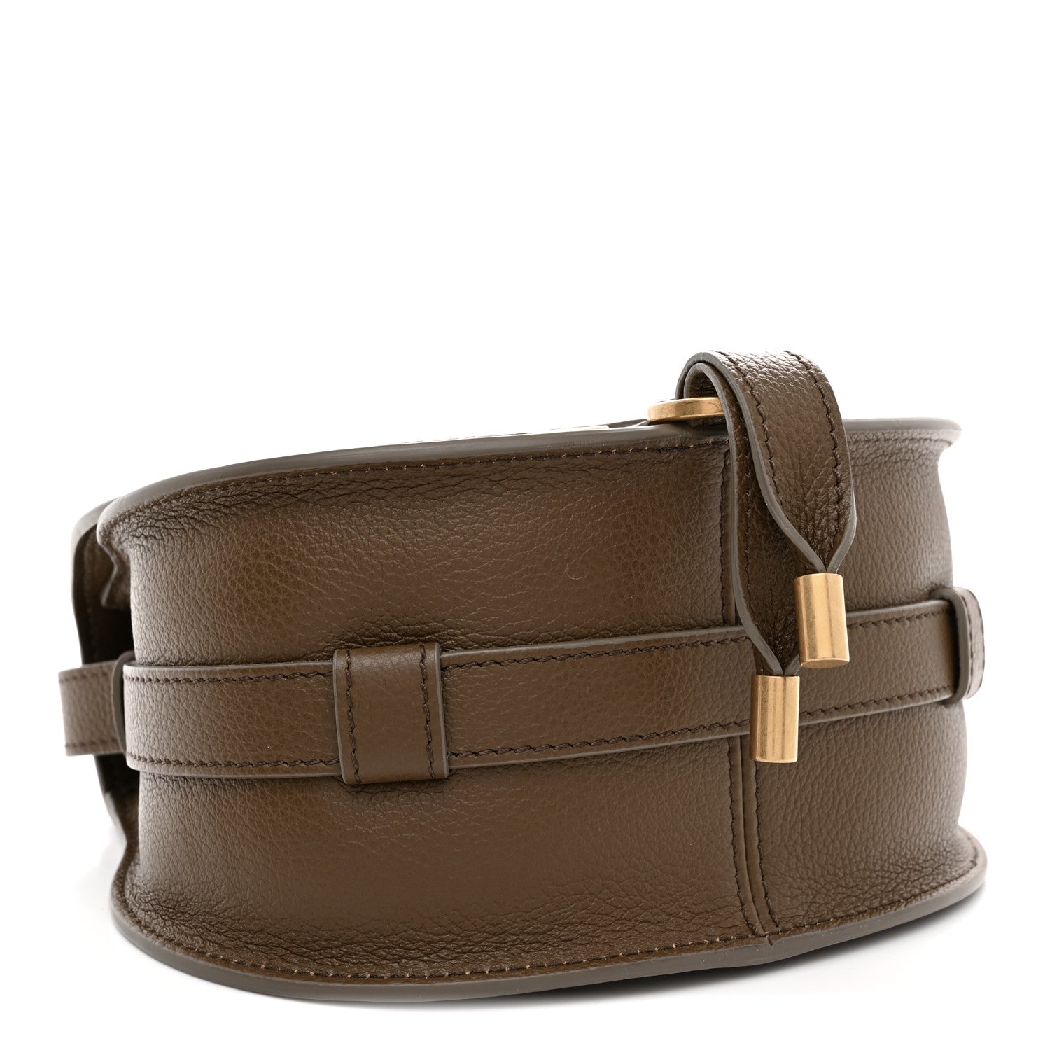 Grained Calfskin Small Marcie Saddle Bag Dark Khaki