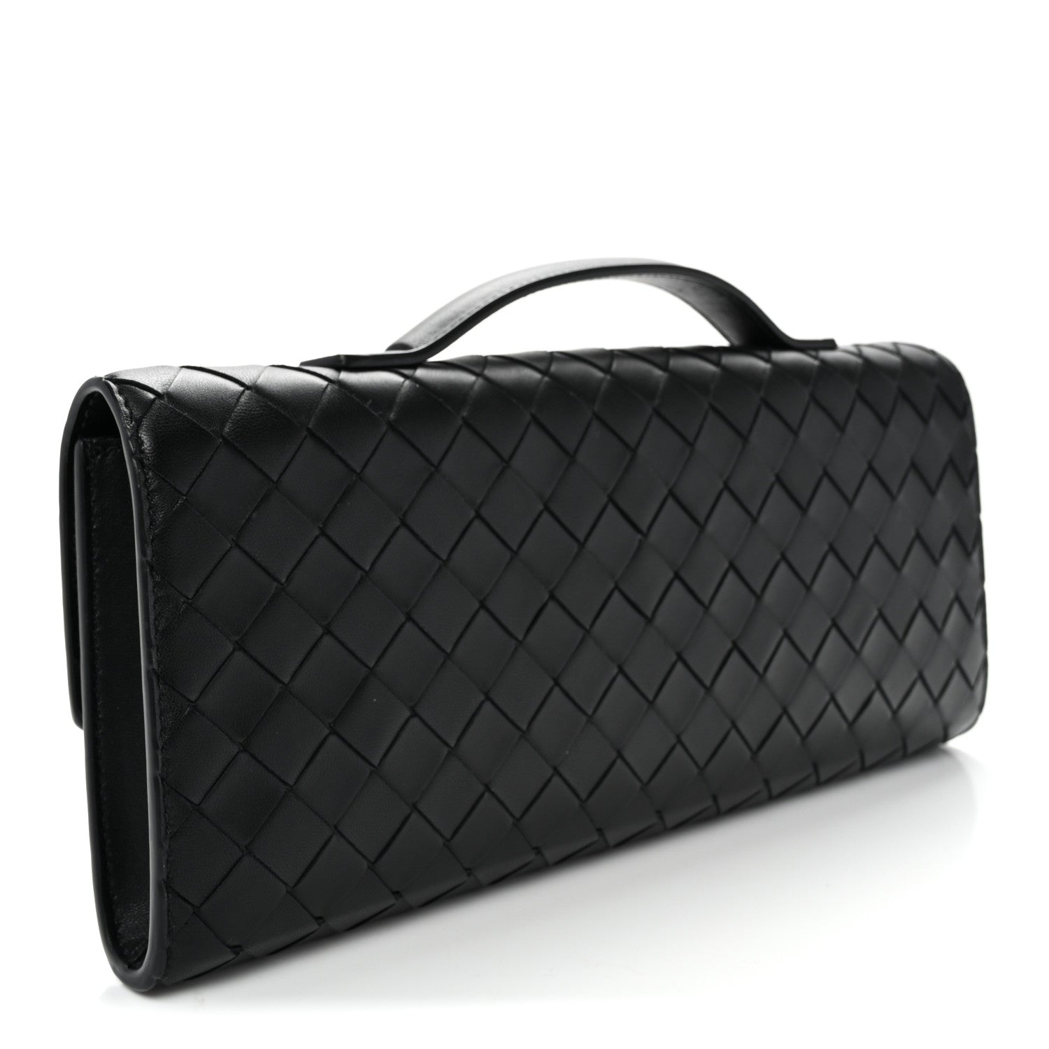 Nappa Intrecciato Long Andiamo Top Handle Clutch Black