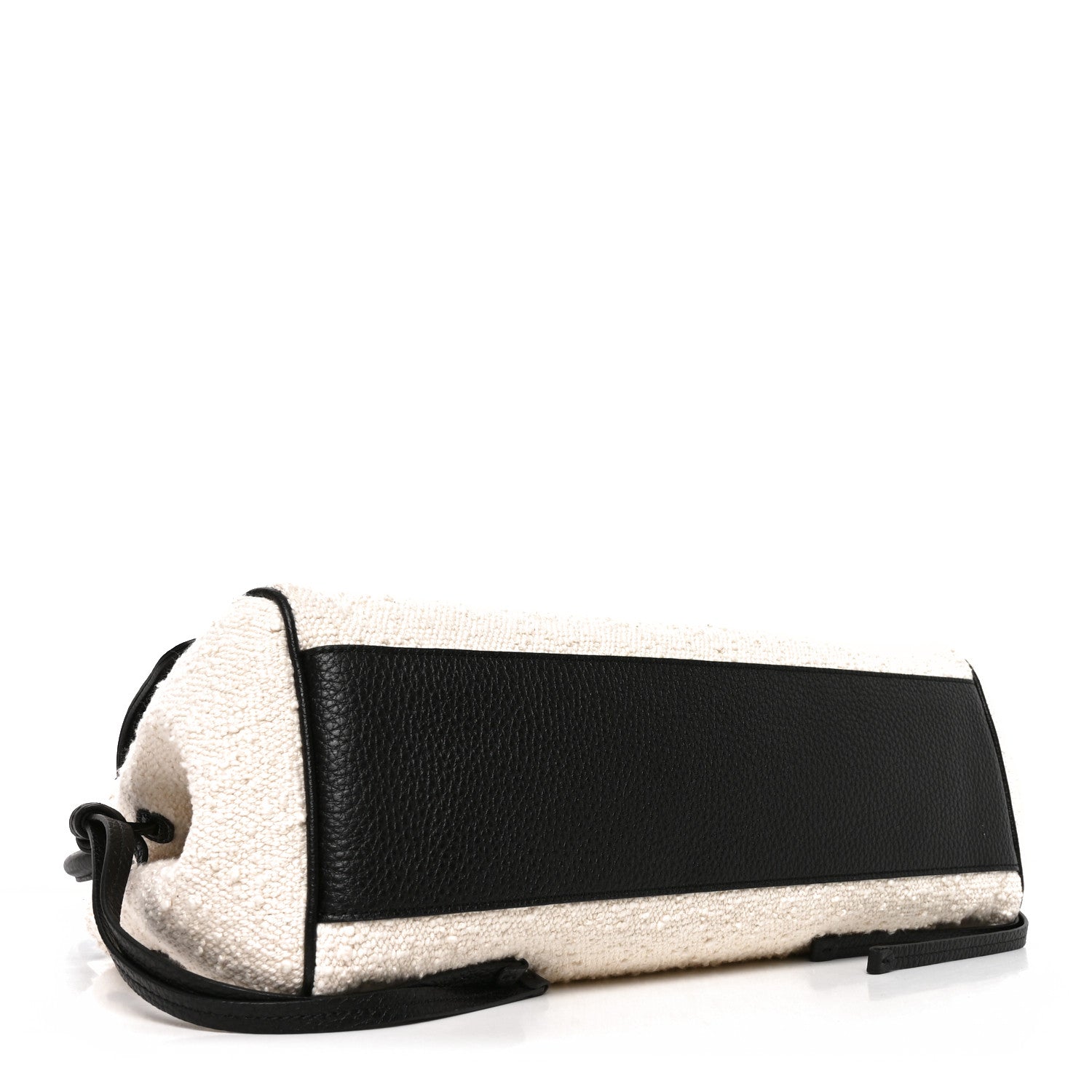 Grained Calfskin Boucle Urban Essentials Small Shopping Bag Ecru Black