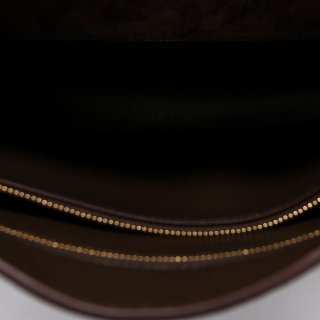 Suede Calfskin Small Souplissimo Maxi Flap Dark Brown