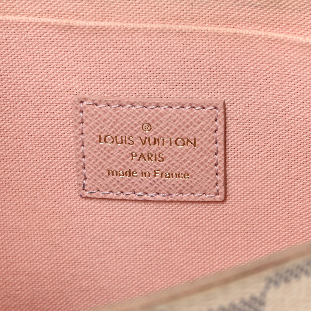 Damier Azur Pochette Felicie Chain Wallet Rose Ballerine