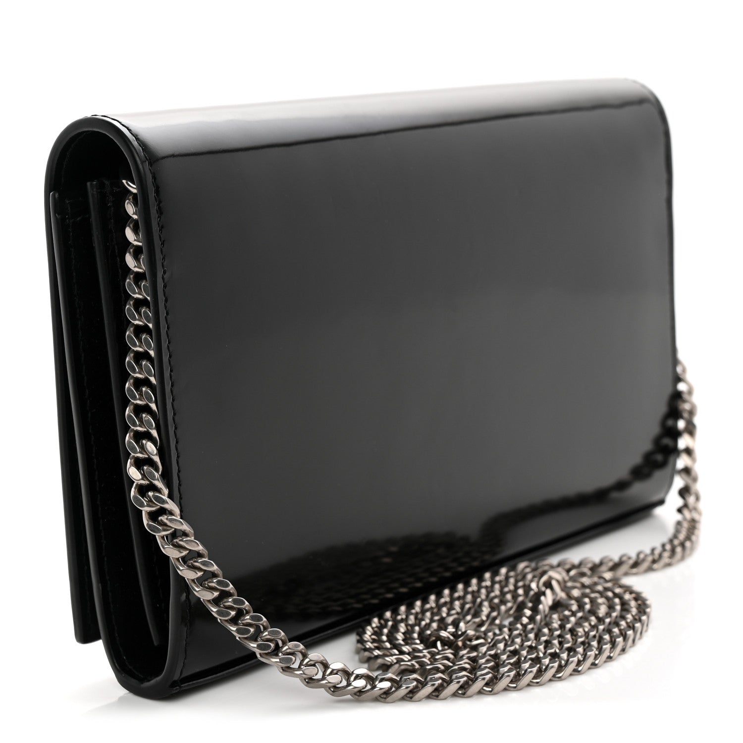 Glazed Calfskin Cassandre Wallet On Chain WOC Black