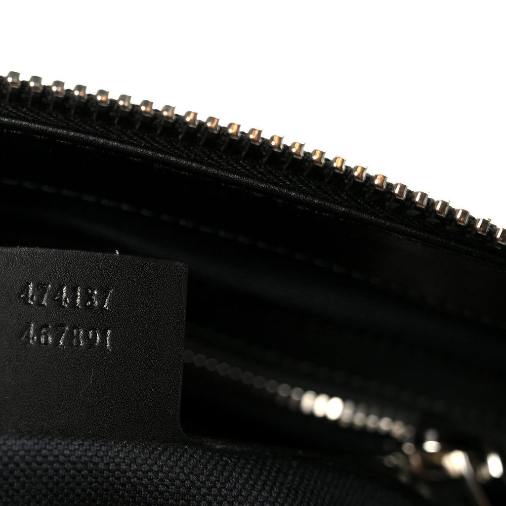 GG Supreme Monogram Appia Calfskin Web Flat Messenger Bag Black Grey Black Grey