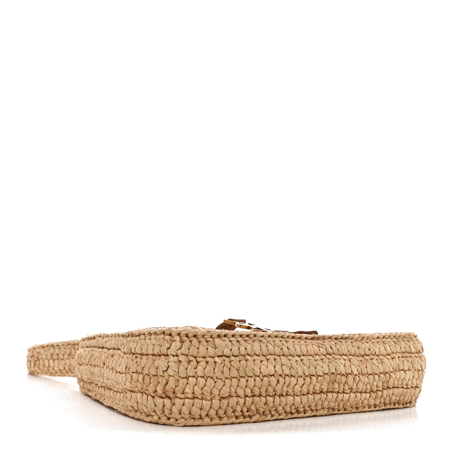 Raffia Calfskin Le 5 A 7 Mini Hobo Natural Brick