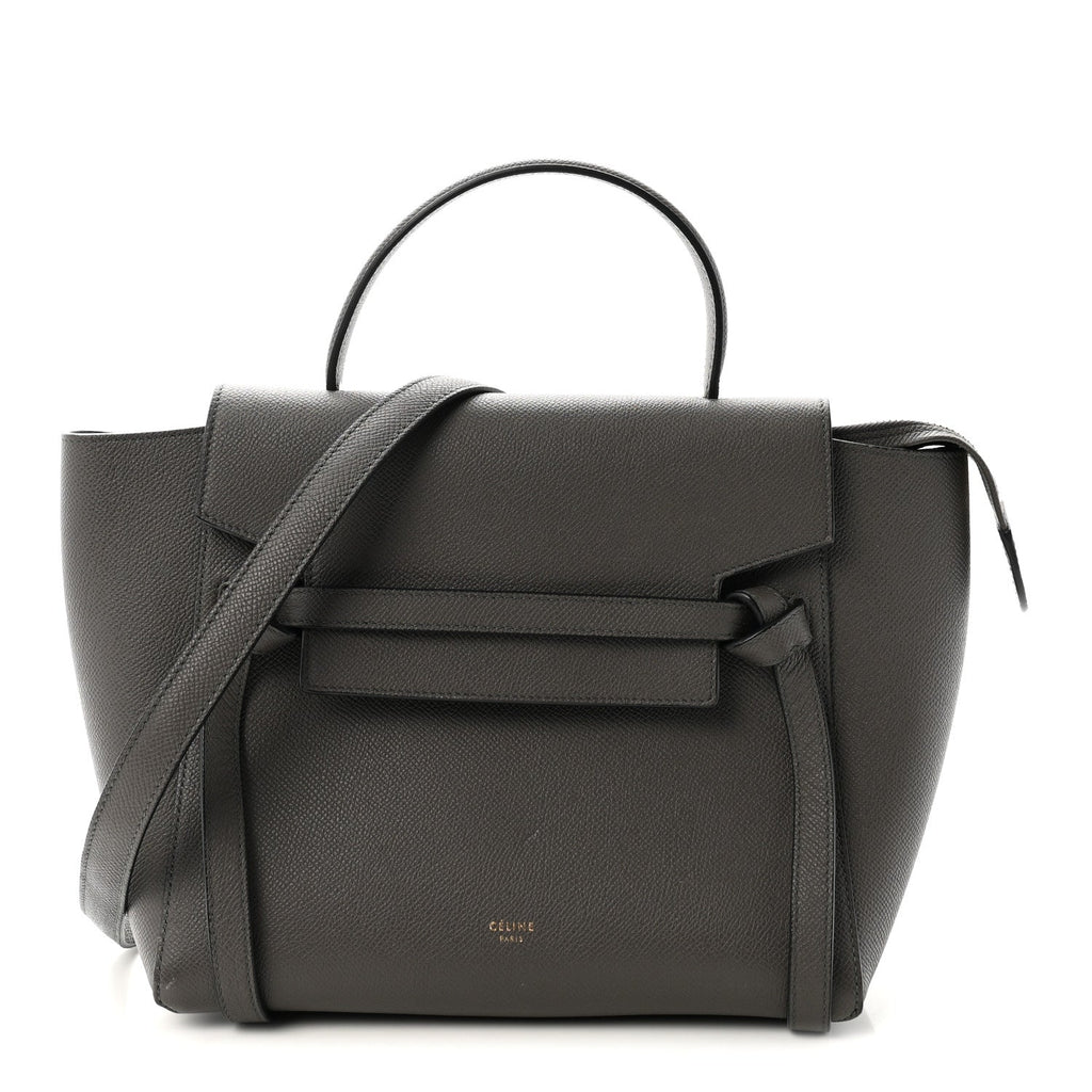 Grained Calfskin Micro Belt Bag Grey