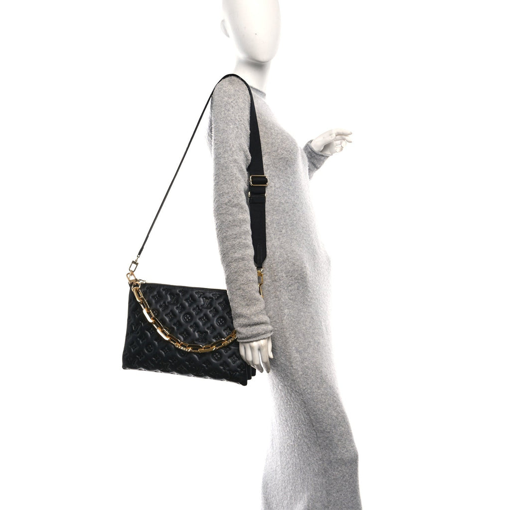 Lambskin Embossed Monogram Coussin MM Black