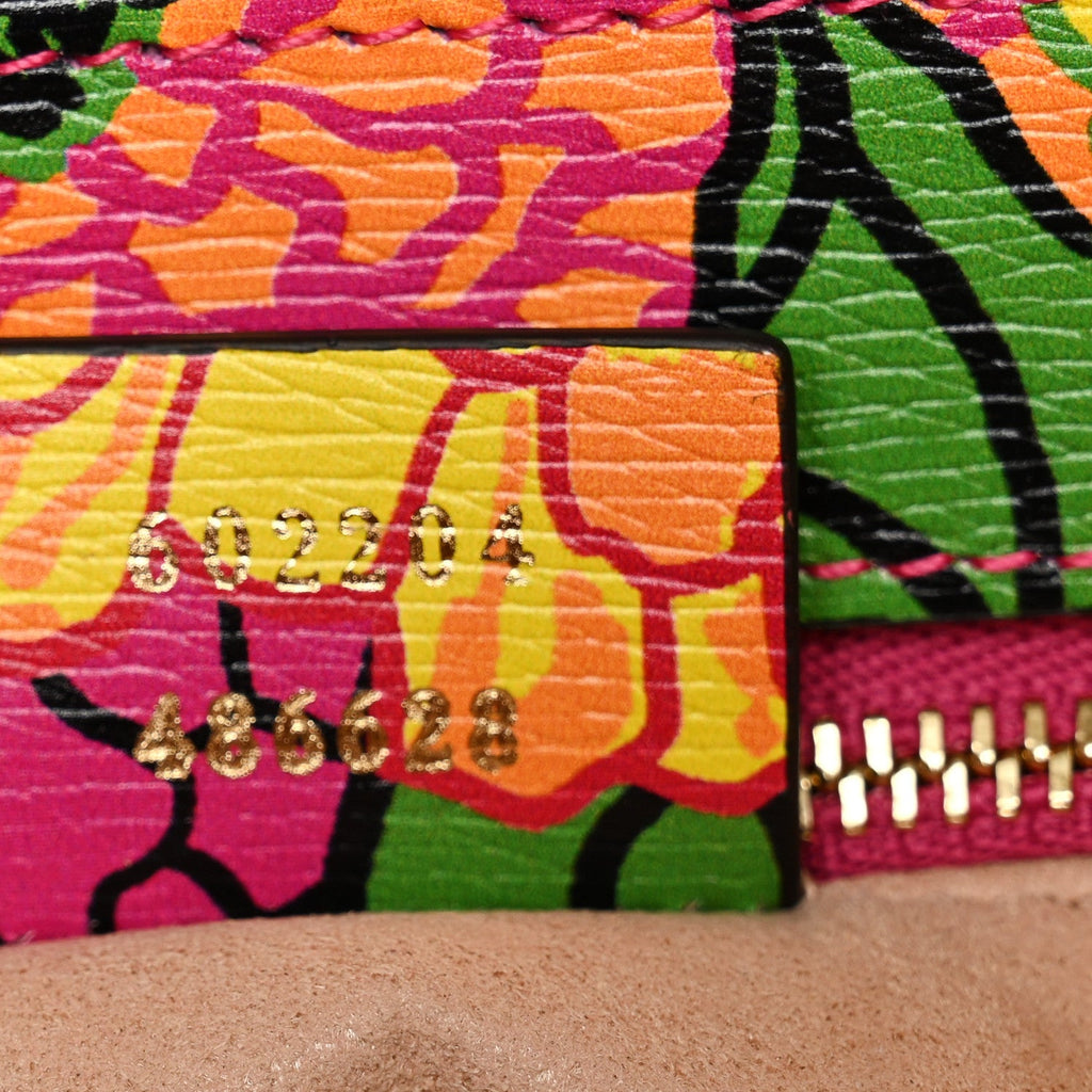 X KEN SCOTT New Shangai Calfskin Pomponica Print Horsebit 1955 Shoulder Bag Multicolor Fuxia Pompon