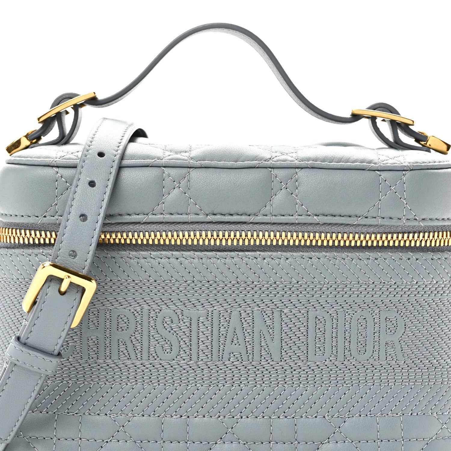 Lambskin Cannage Small Diortravel Vanity Case Cloud Blue