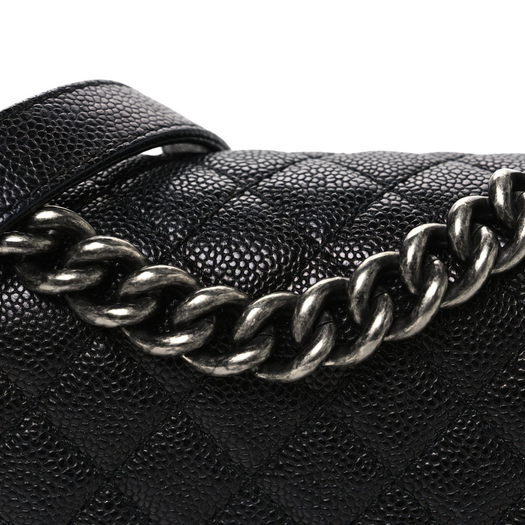 Caviar Quilted Small Boy Flap Black