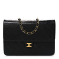 Lambskin Quilted Medium Single Flap Black