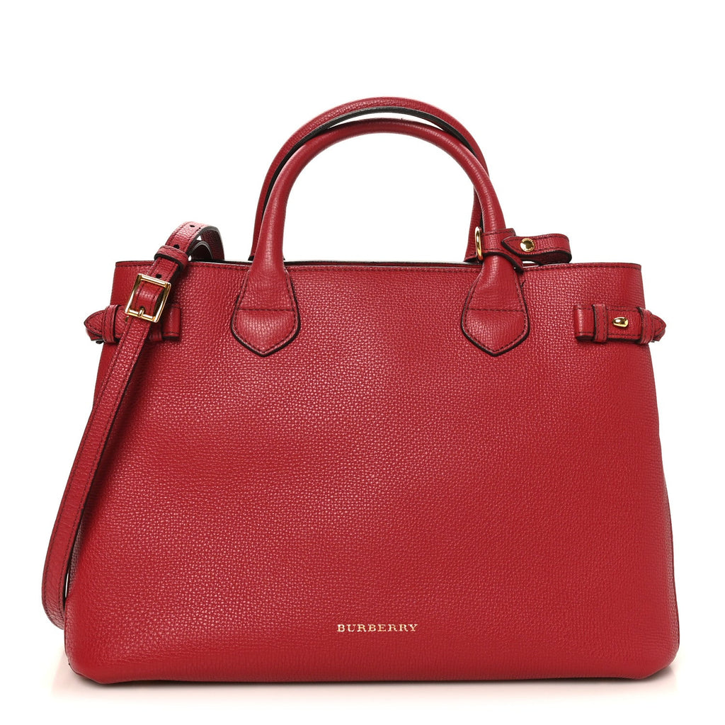 Derby Calfskin House Check Medium Banner Tote Russet Red