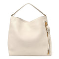 Pebbled Calfskin Large Alix Padlock Zip Hobo Bag Chalk