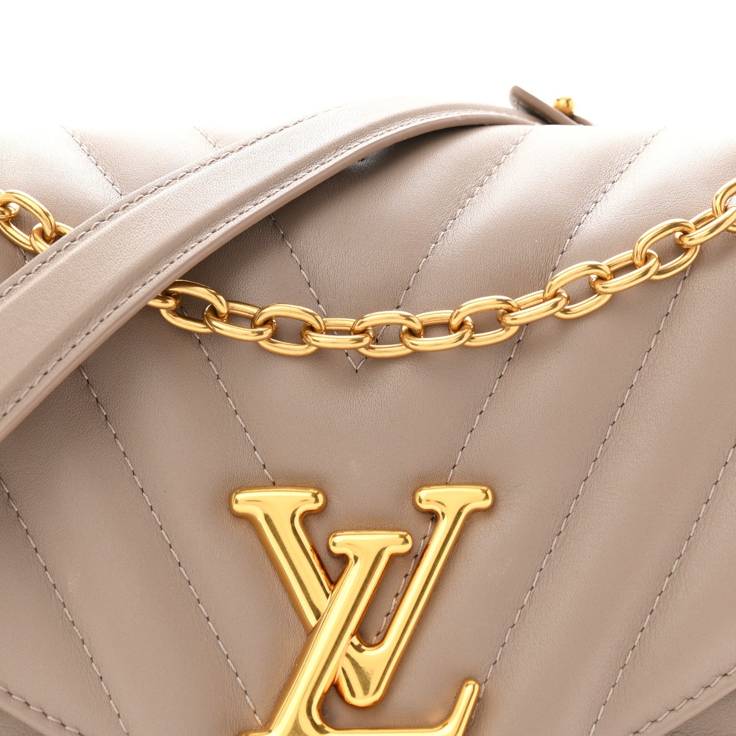 Calfskin LV New Wave Chain Bag Taupe