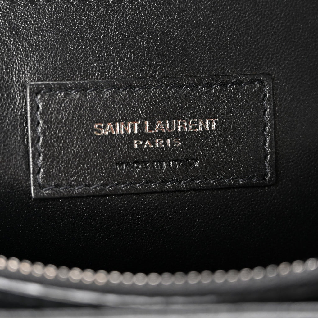 Calfskin Crocodile Embossed Medium West Hollywood Monogram Fold-Over Black