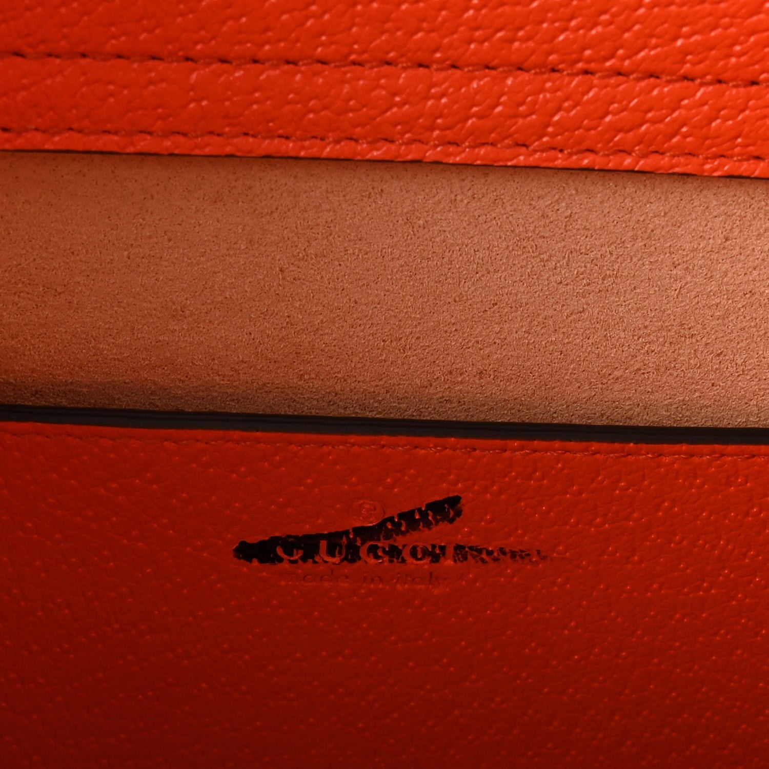 Textured Dollar Calfskin Web Small Diana Tote Bag Deep Orange