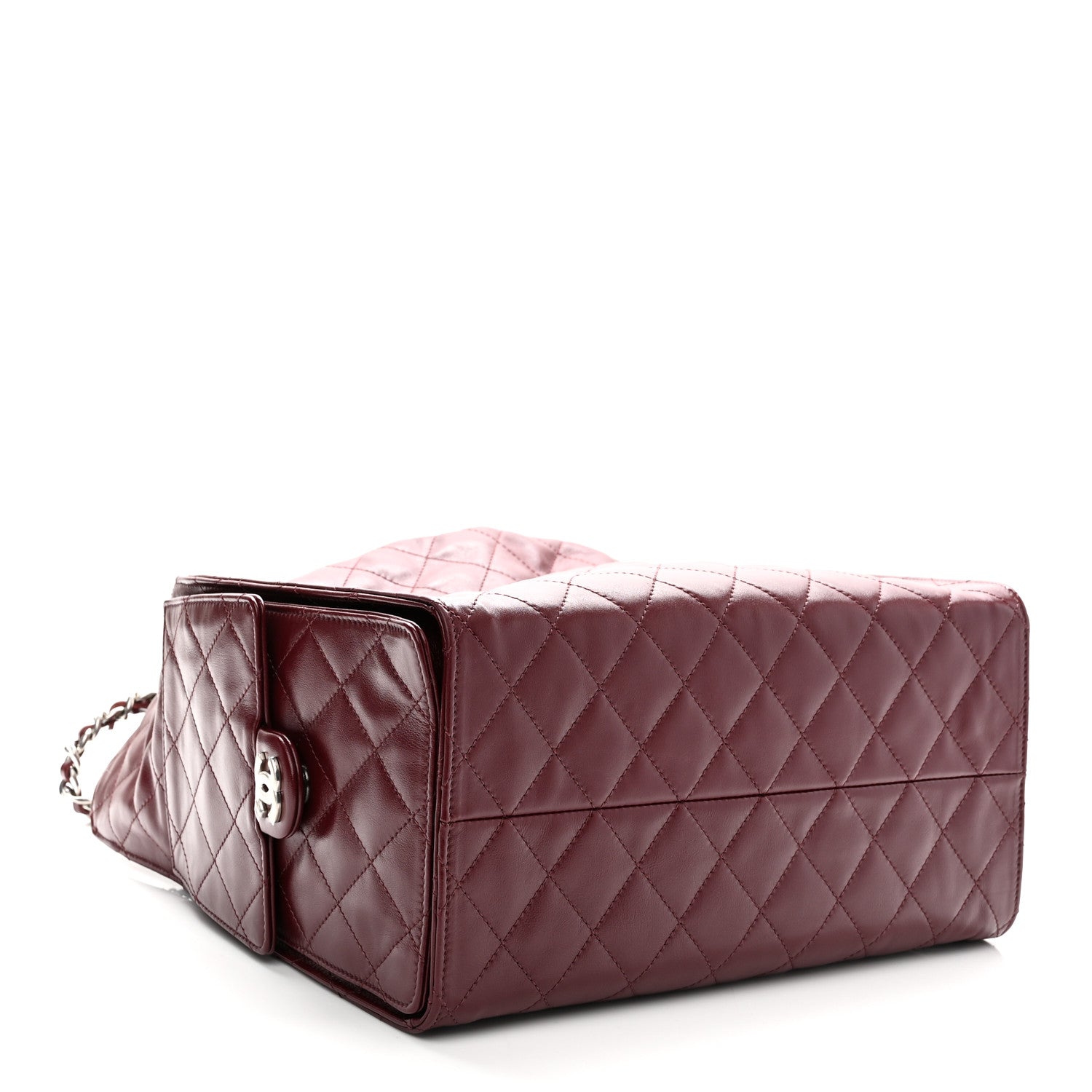 Shiny Crumpled Calfskin Quilted Medium Chanel 25 Handbag Dark Burgundy