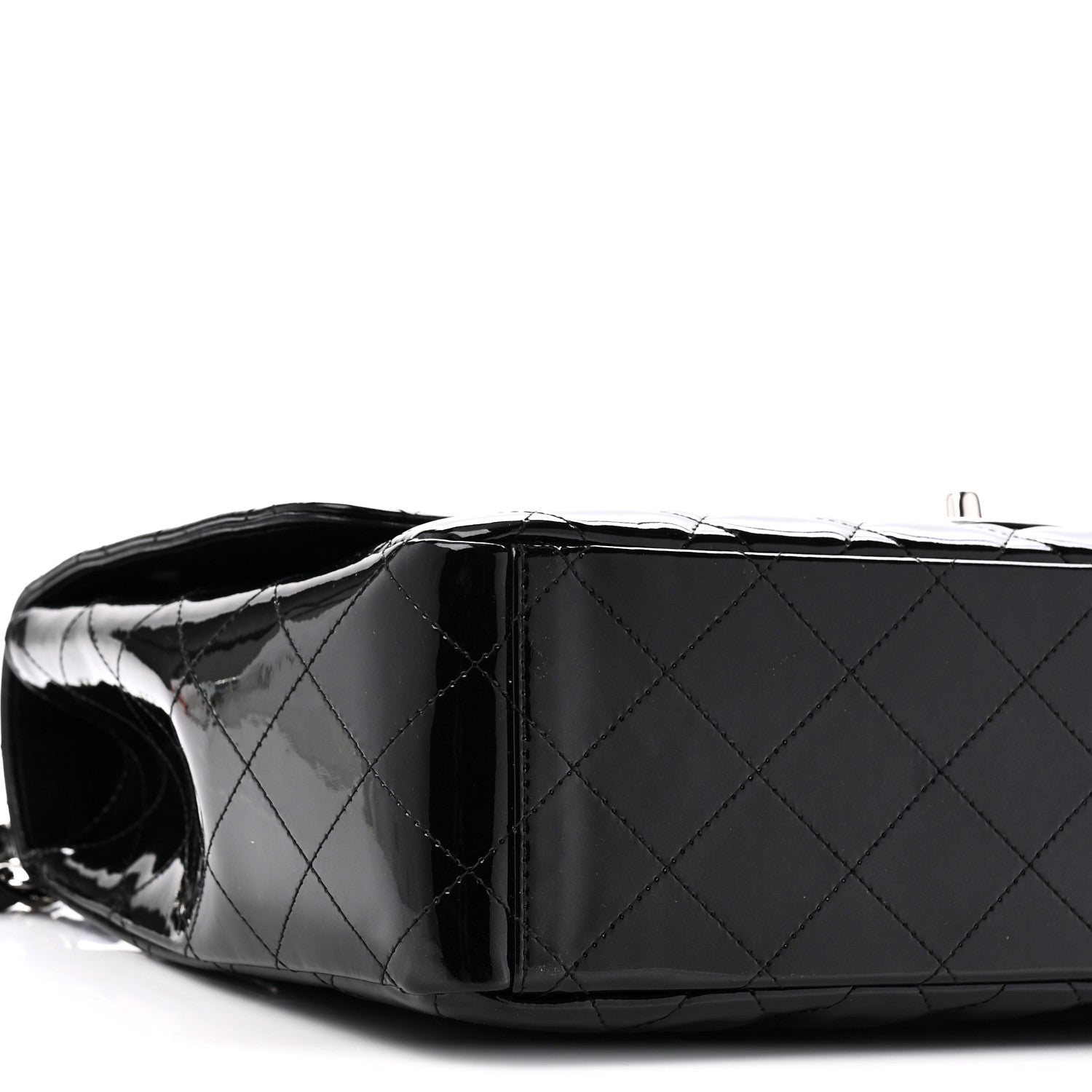 Patent Calfskin Sparkle Quilted Maxi Single Flap Black