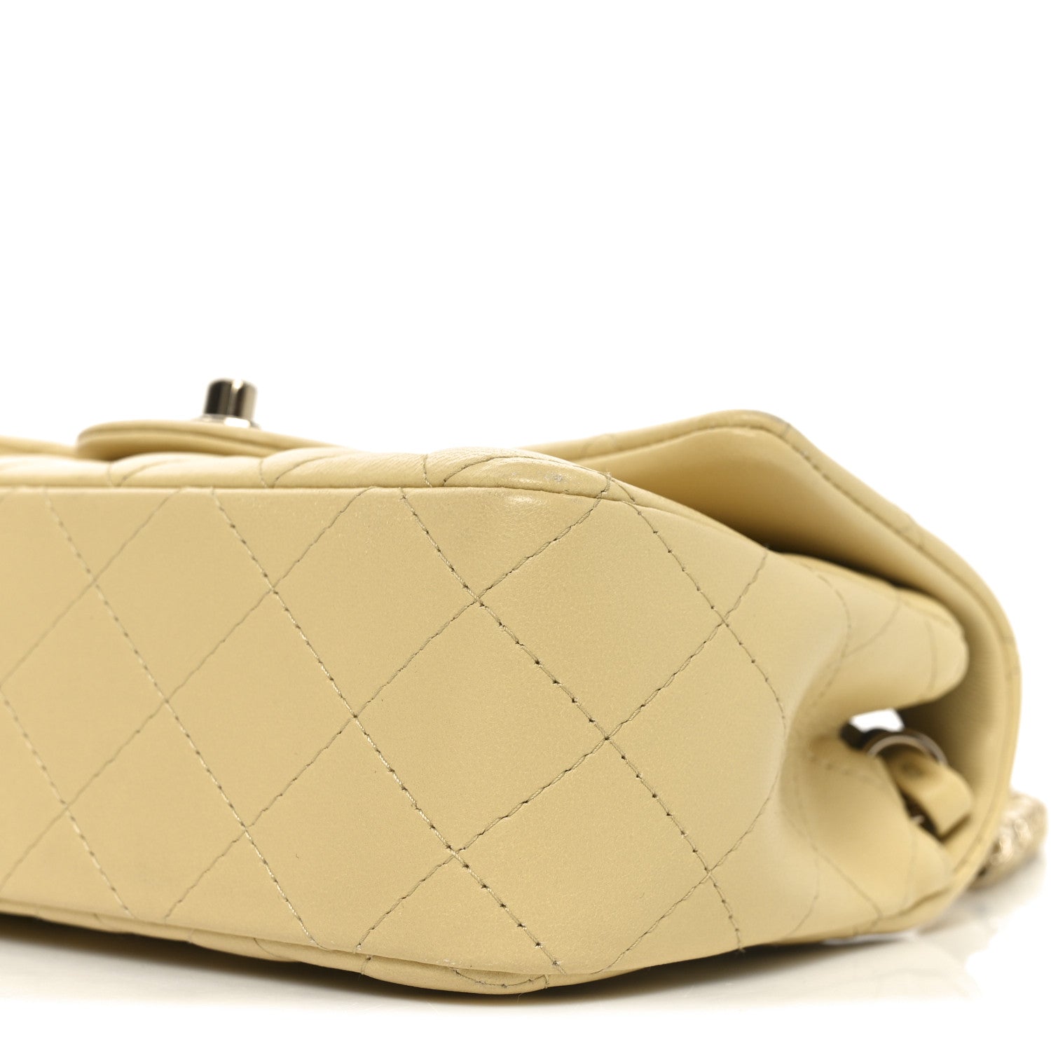 Lambskin Quilted Mini Rectangular Flap Light Yellow