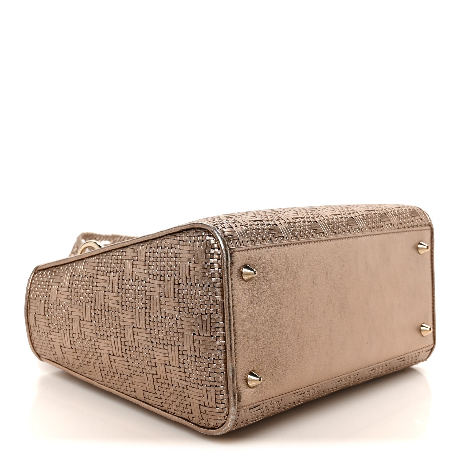 Metallic Calfskin Braided Medium Lady Dior Gold