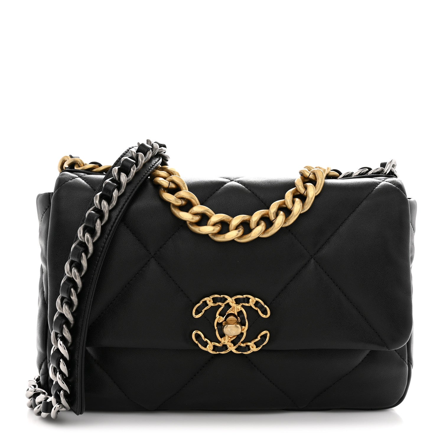 Lambskin Quilted Medium Chanel 19 Flap Black