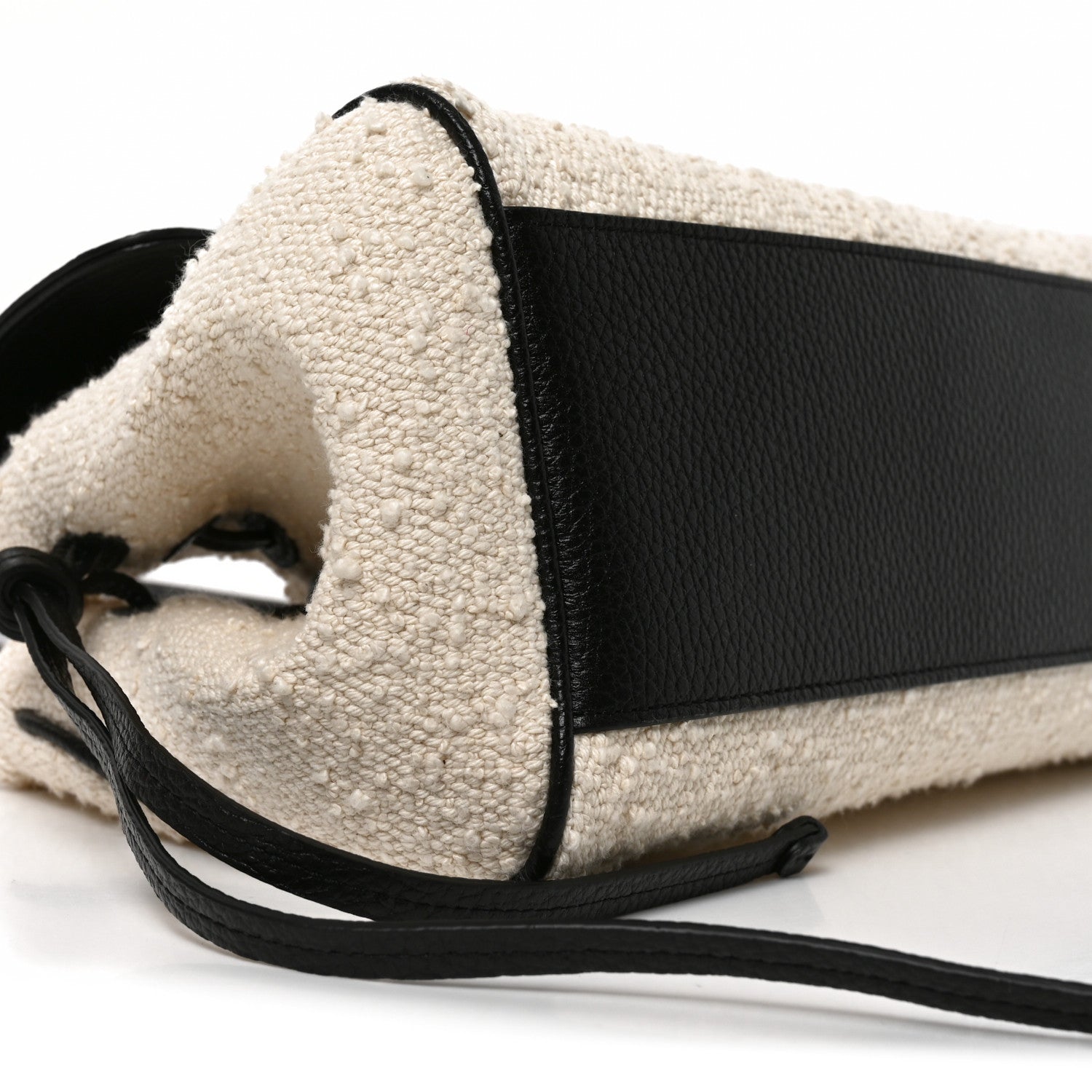 Grained Calfskin Boucle Urban Essentials Small Shopping Bag Ecru Black