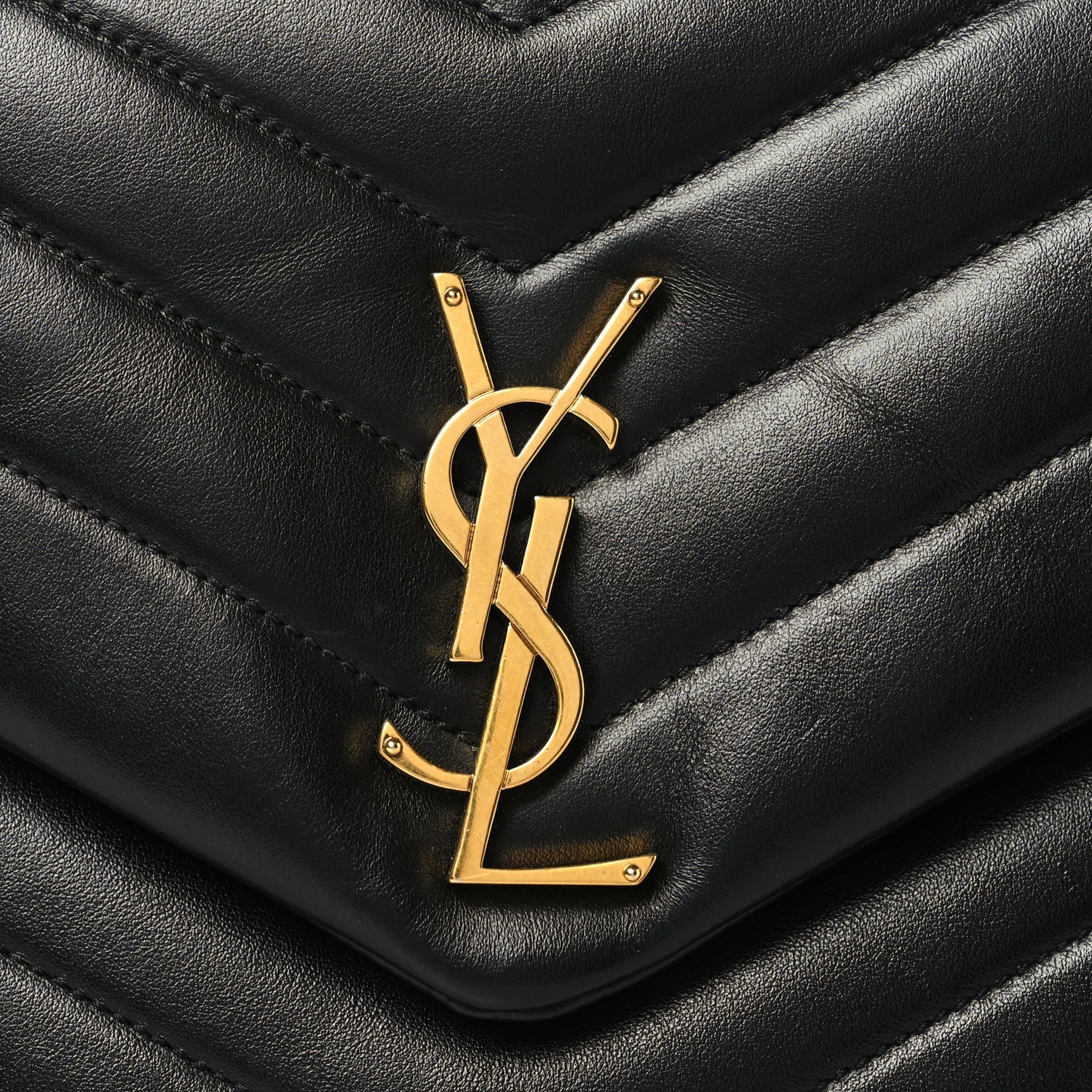 Calfskin Y Quilted Monogram Medium Loulou Chain Satchel Black Black