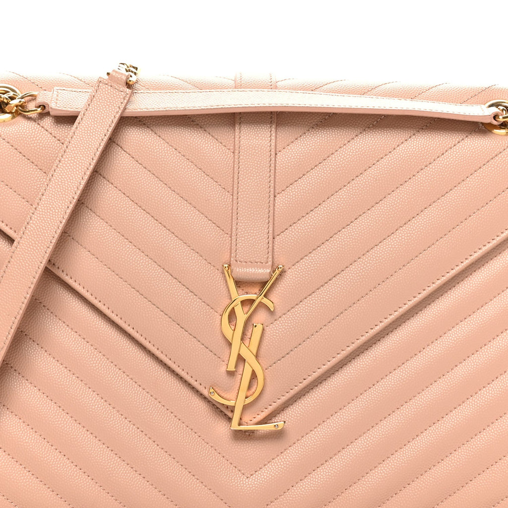 Grain De Poudre Matelasse Chevron Large Monogram Satchel Pale Pink
