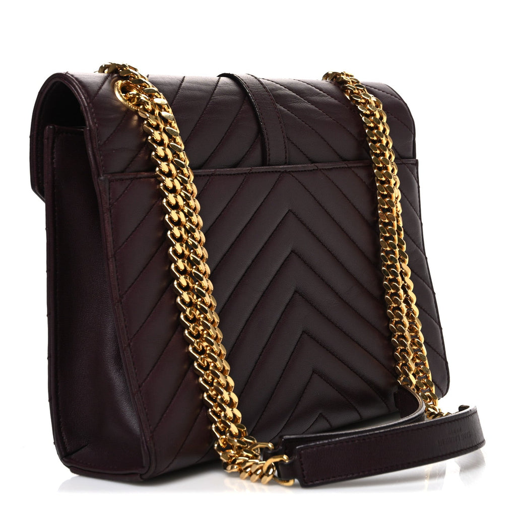 Lambskin Matelasse Chevron Medium Monogram Satchel Amaranto
