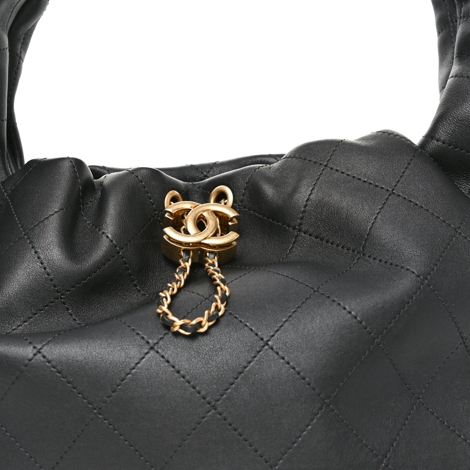Calfskin Quilted Small Maxi Hobo Black