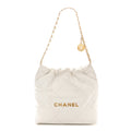 Shiny Calfskin Quilted Small Chanel 22 White
